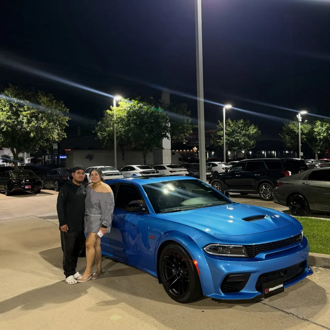 Customers with a blue Charger